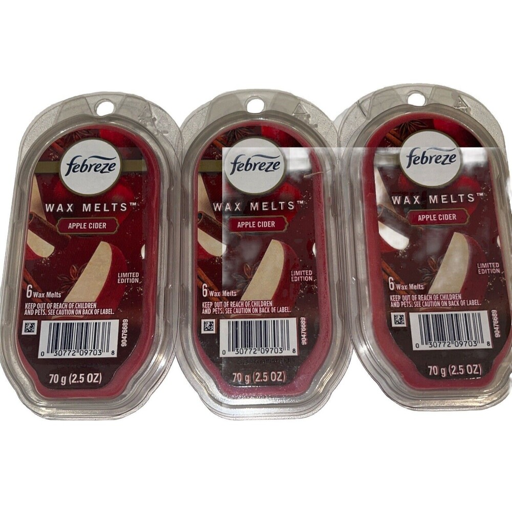 Febreze Fragrance Wax Melts 3 Pack Apple Cider 6 Each (18) 2.5oz Red Limited Ed.